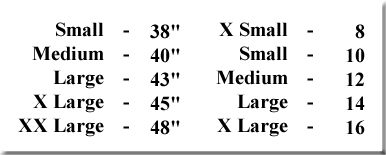 Technical Vest Sizes